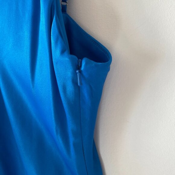 Zara Satin Effect Cowl Neck Midi Dress  Blue NWT Size Large - Picture 10 of 15